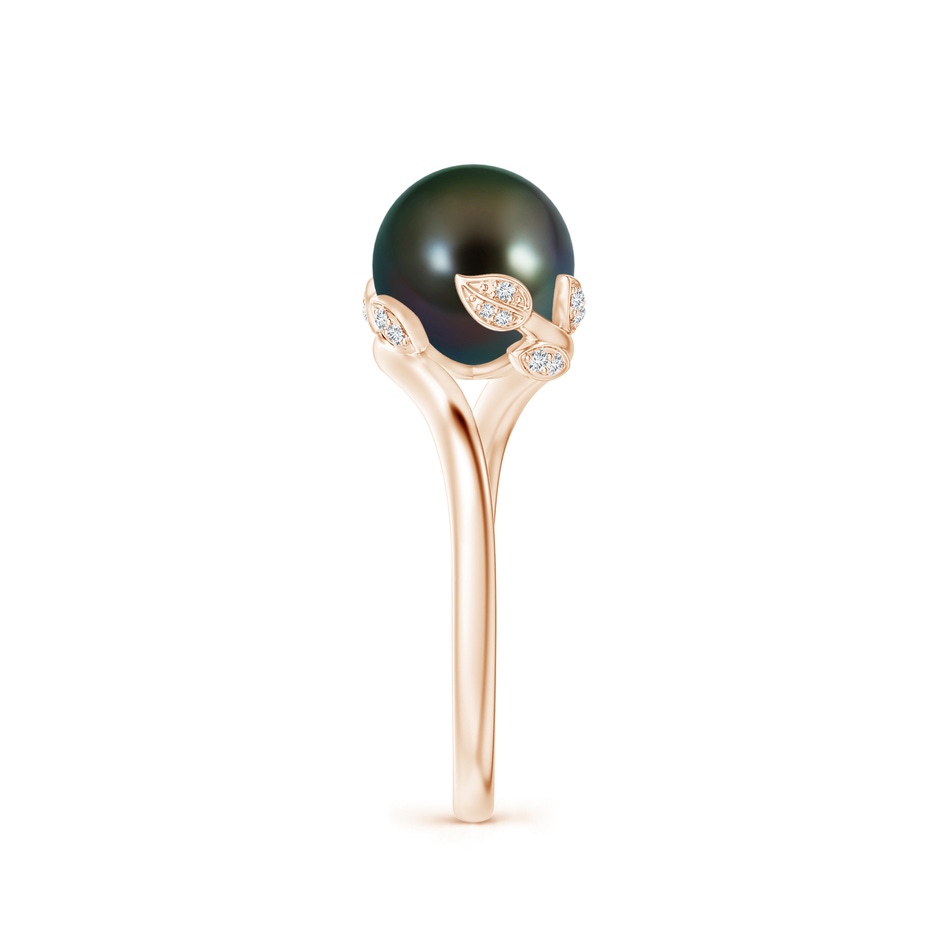 8mm AAAA Tahitian Pearl Olive Leaf Bypass Ring in Rose Gold side 2