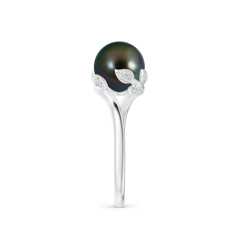 8mm AAAA Tahitian Pearl Olive Leaf Bypass Ring in White Gold side 2