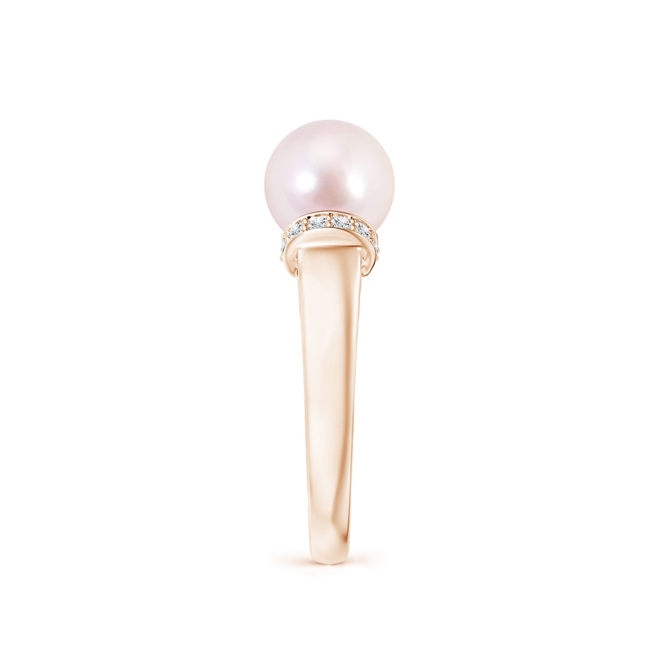 8mm AAAA Japanese Akoya Pearl Collar Ring with Diamonds in Rose Gold side 2