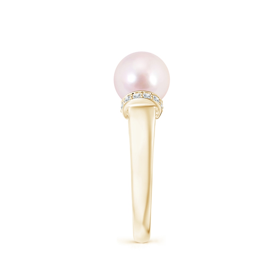 8mm AAAA Japanese Akoya Pearl Collar Ring with Diamonds in Yellow Gold side 2