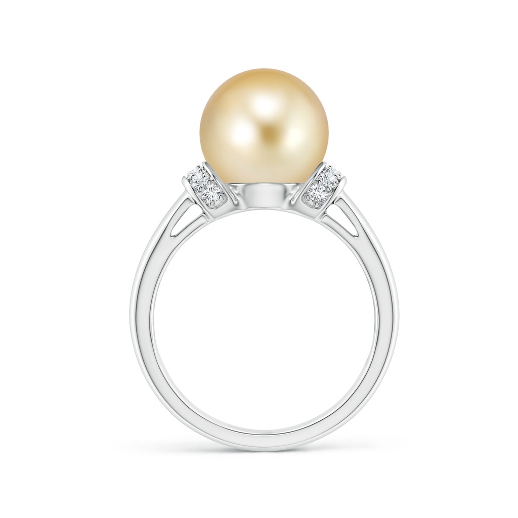 10mm AAAA Golden South Sea Pearl Collar Ring with Diamonds in P950 Platinum Side 1