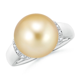 12mm AAAA Golden South Sea Pearl Collar Ring with Diamonds in P950 Platinum