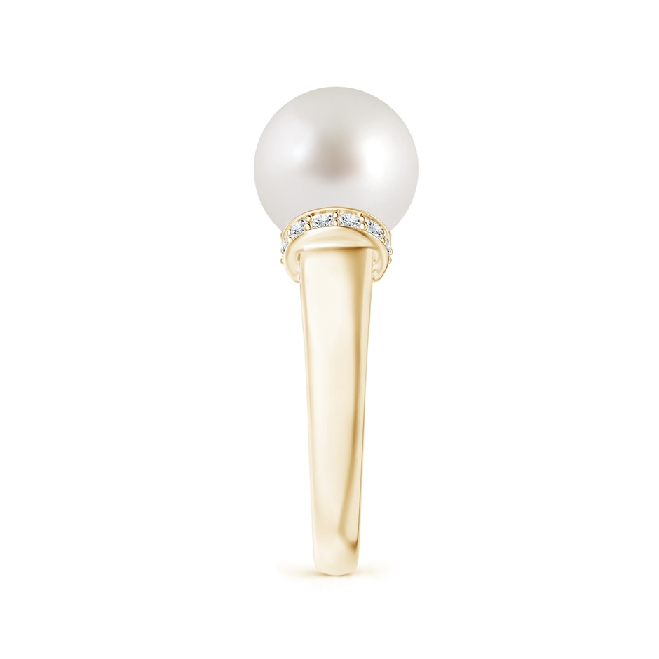 10mm AAA South Sea Pearl Collar Ring with Diamonds in Yellow Gold side 2