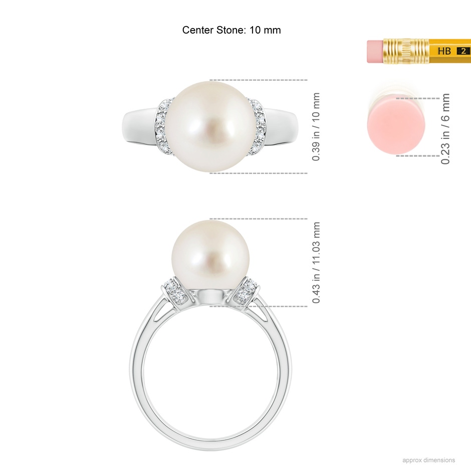 10mm AAAA South Sea Pearl Collar Ring with Diamonds in P950 Platinum ruler