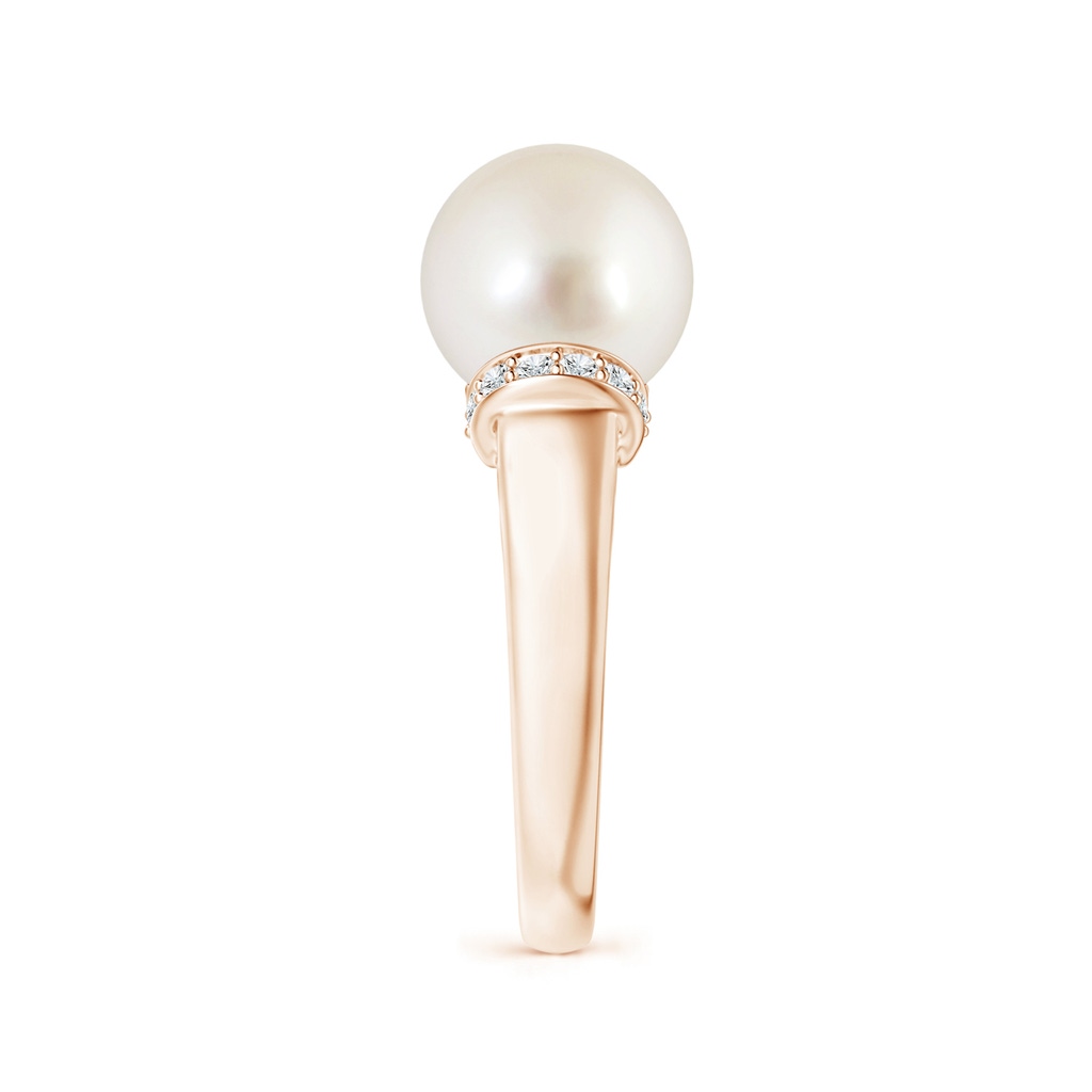 10mm AAAA South Sea Pearl Collar Ring with Diamonds in Rose Gold Side 2