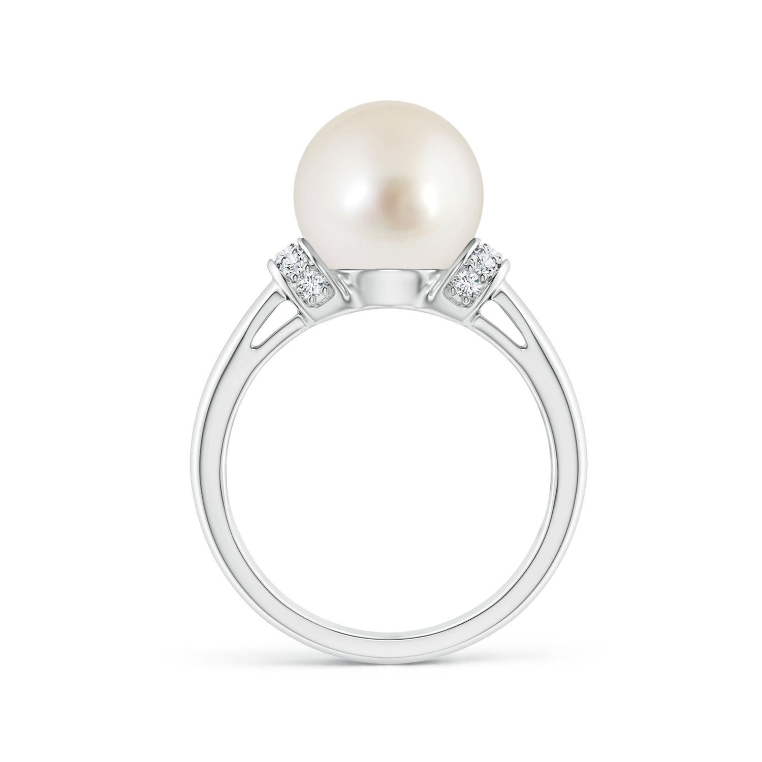 10mm AAAA South Sea Pearl Collar Ring with Diamonds in White Gold