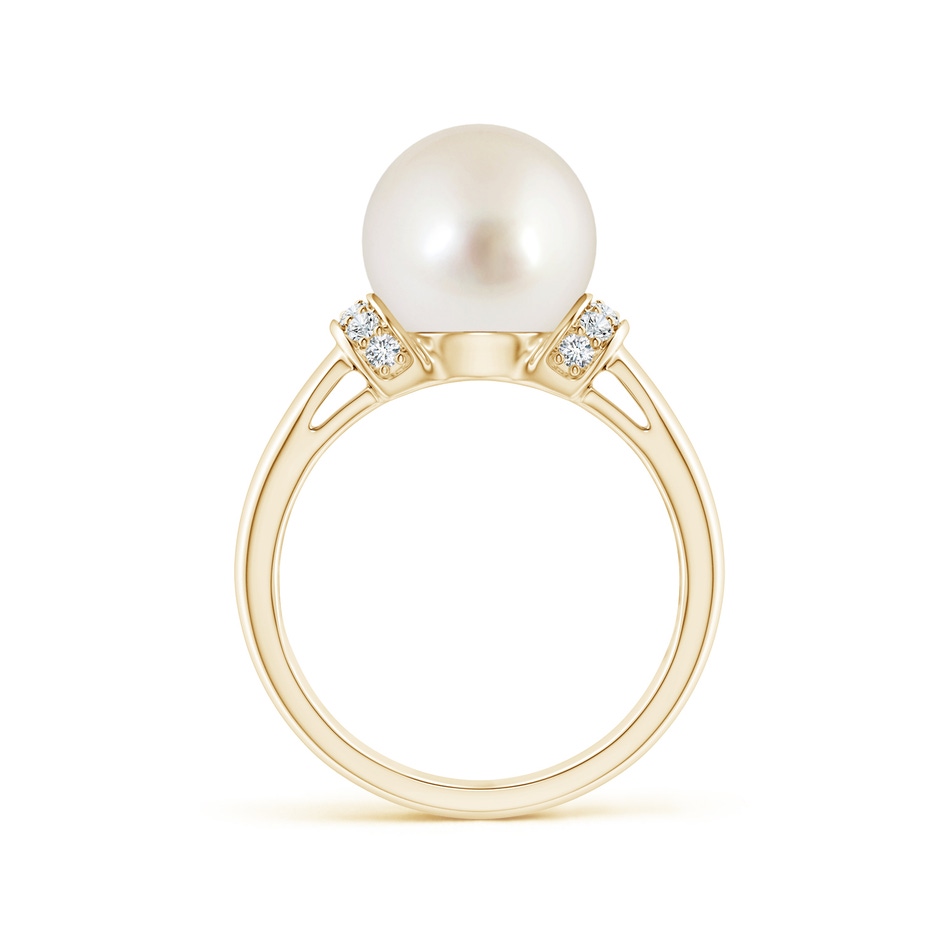 10mm AAAA South Sea Pearl Collar Ring with Diamonds in Yellow Gold side 1