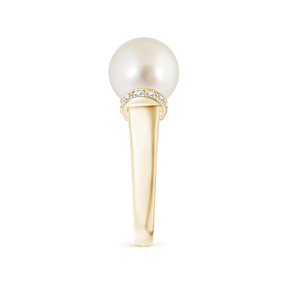 10mm AAAA South Sea Pearl Collar Ring with Diamonds in Yellow Gold side 2