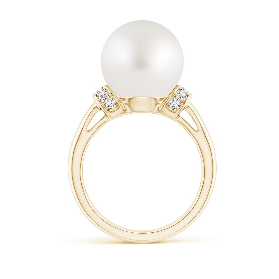 12mm AA South Sea Pearl Collar Ring with Diamonds in Yellow Gold side 1