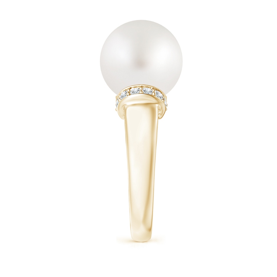 12mm AA South Sea Pearl Collar Ring with Diamonds in Yellow Gold side 2