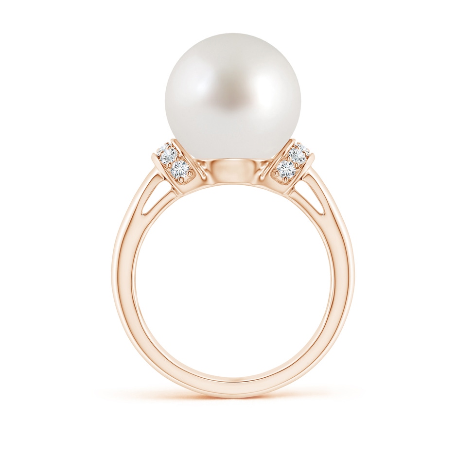 12mm AAA South Sea Pearl Collar Ring with Diamonds in Rose Gold side 1