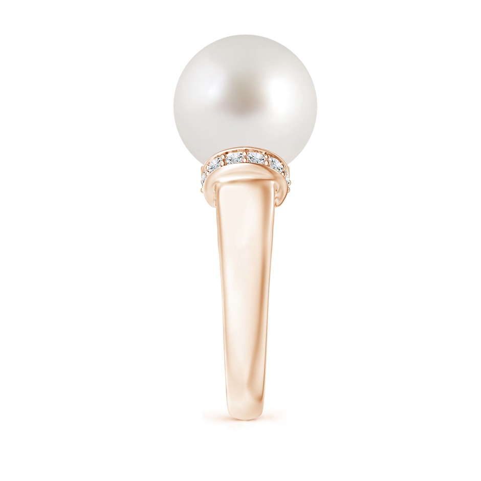 12mm AAA South Sea Pearl Collar Ring with Diamonds in Rose Gold side 2