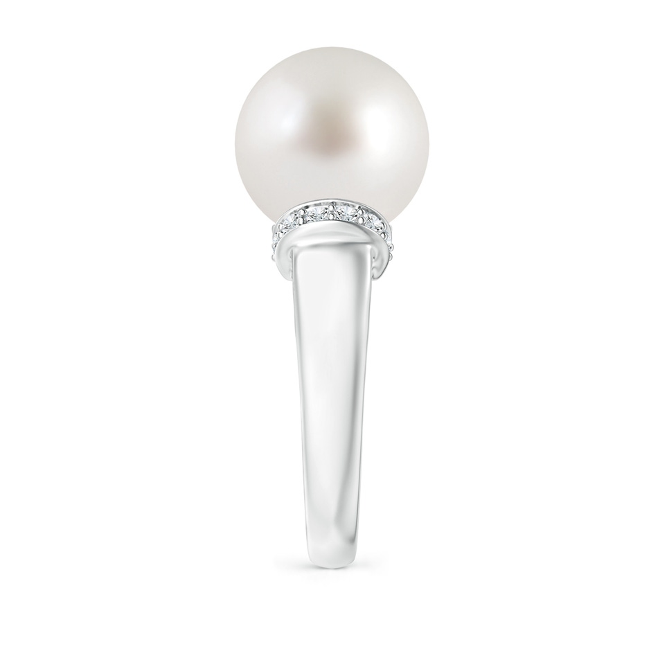 12mm AAA South Sea Pearl Collar Ring with Diamonds in White Gold side 2
