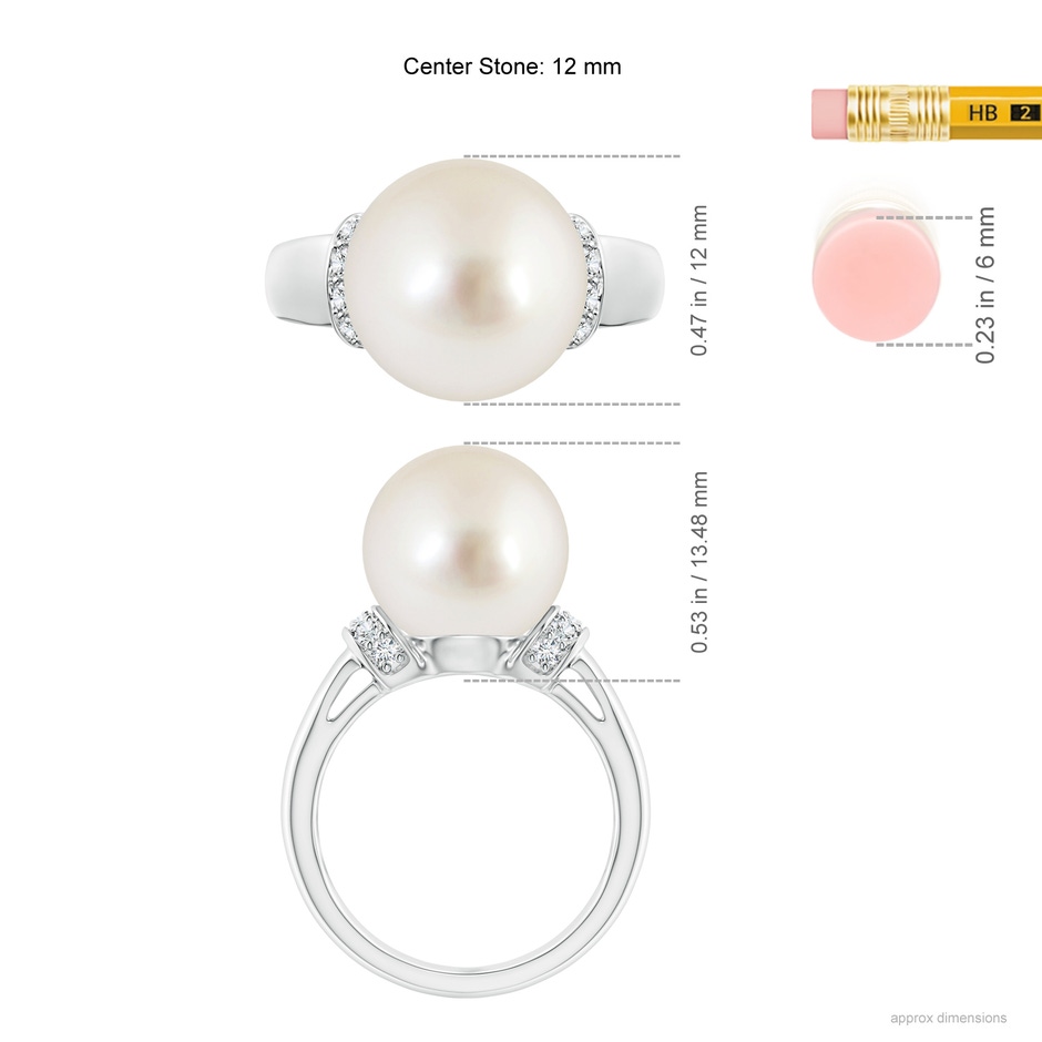 12mm AAAA South Sea Pearl Collar Ring with Diamonds in P950 Platinum ruler