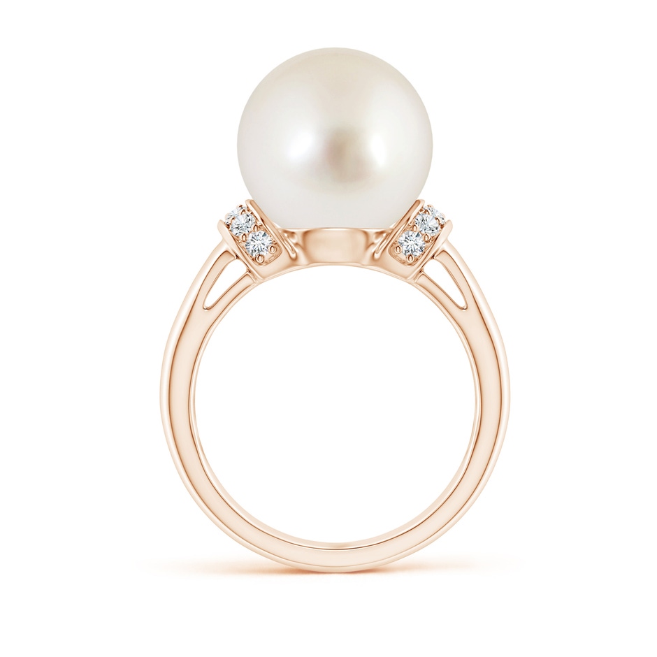 12mm AAAA South Sea Pearl Collar Ring with Diamonds in Rose Gold side 1