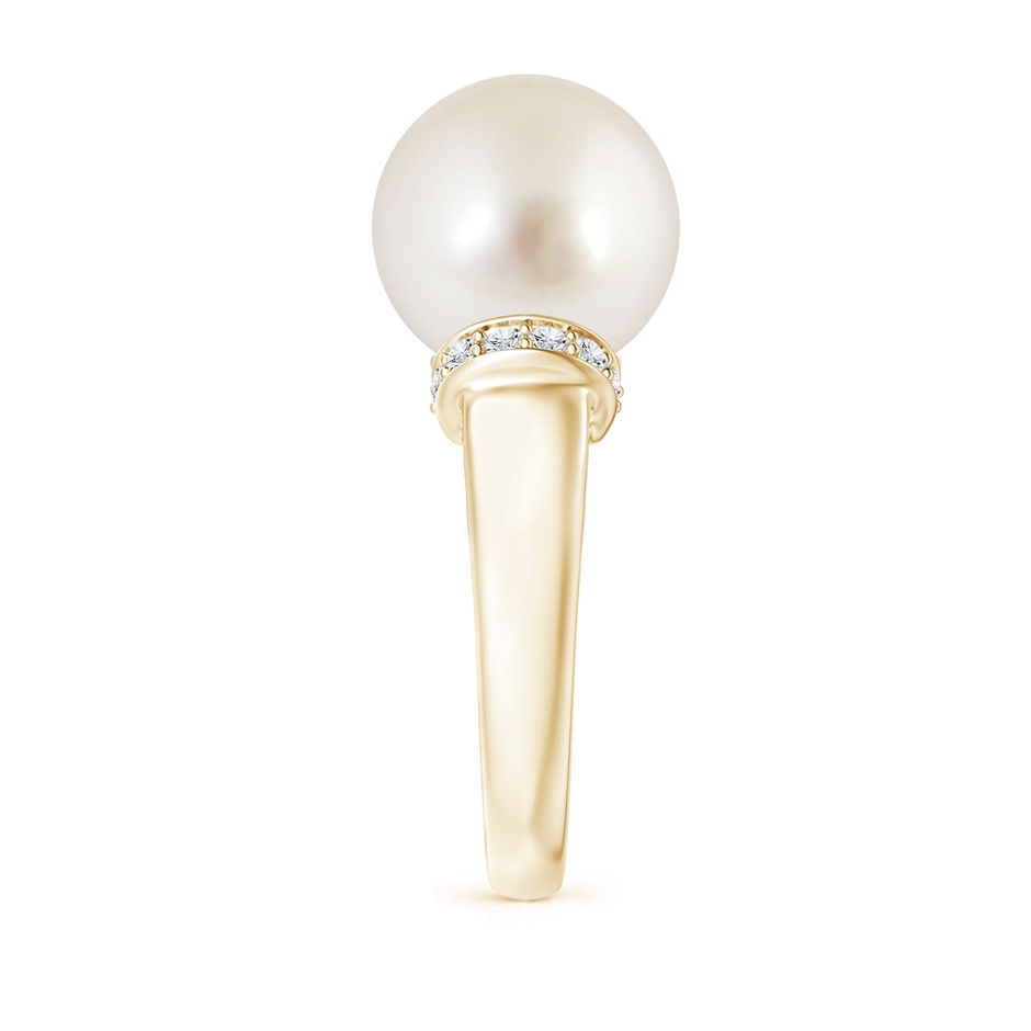 12mm AAAA South Sea Pearl Collar Ring with Diamonds in Yellow Gold side 2