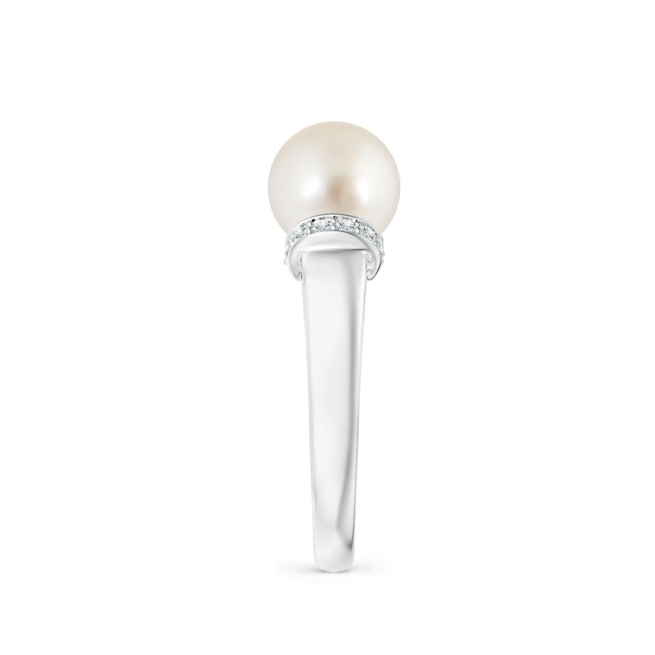 8mm AAAA South Sea Pearl Collar Ring with Diamonds in White Gold side 2