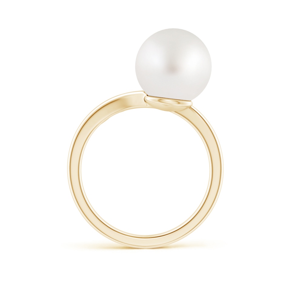 10mm AA South Sea Pearl Olive Leaf Wrap Ring in Yellow Gold side 1