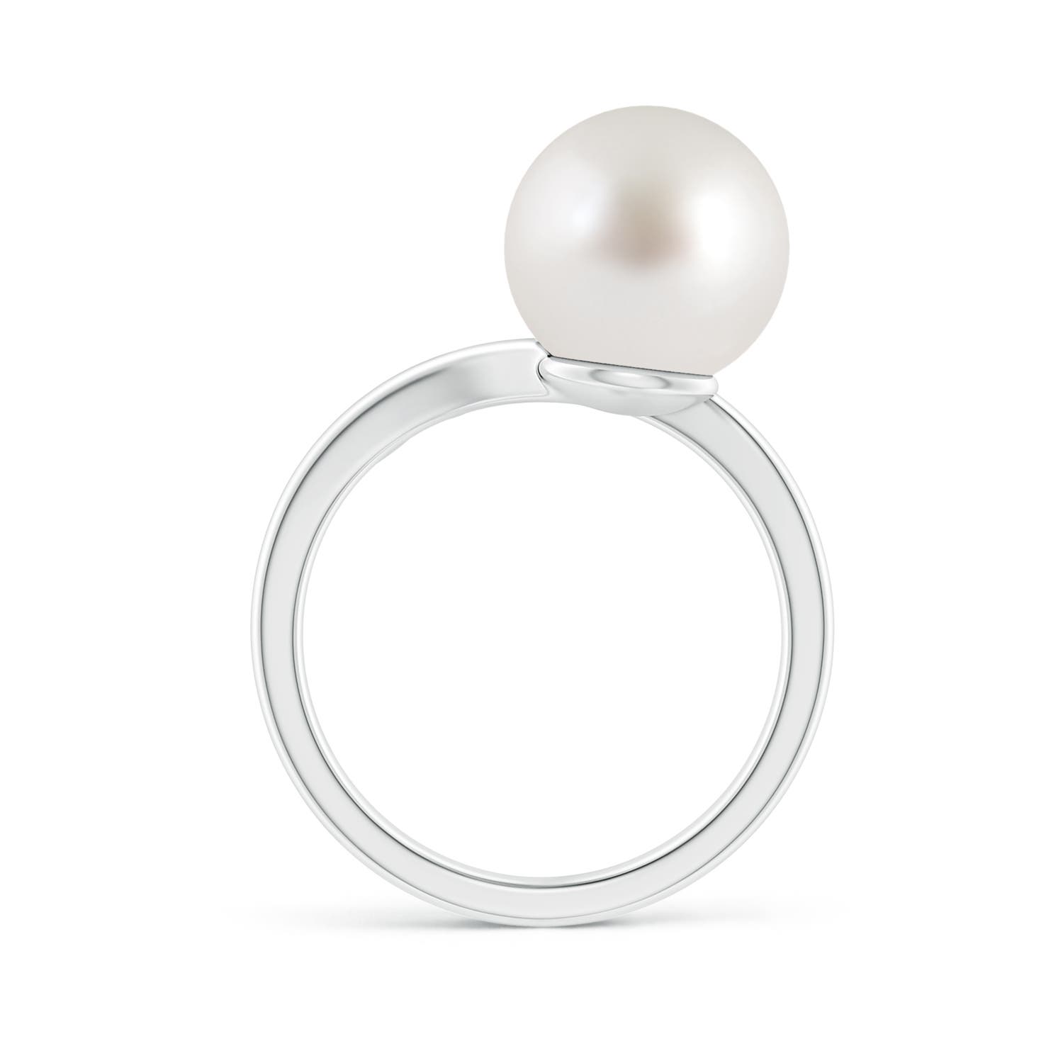 10mm AAA South Sea Pearl Olive Leaf Wrap Ring in White Gold