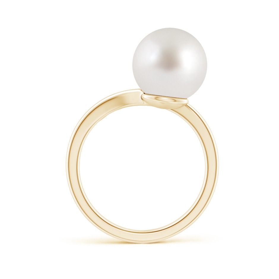 10mm AAA South Sea Pearl Olive Leaf Wrap Ring in Yellow Gold side 1