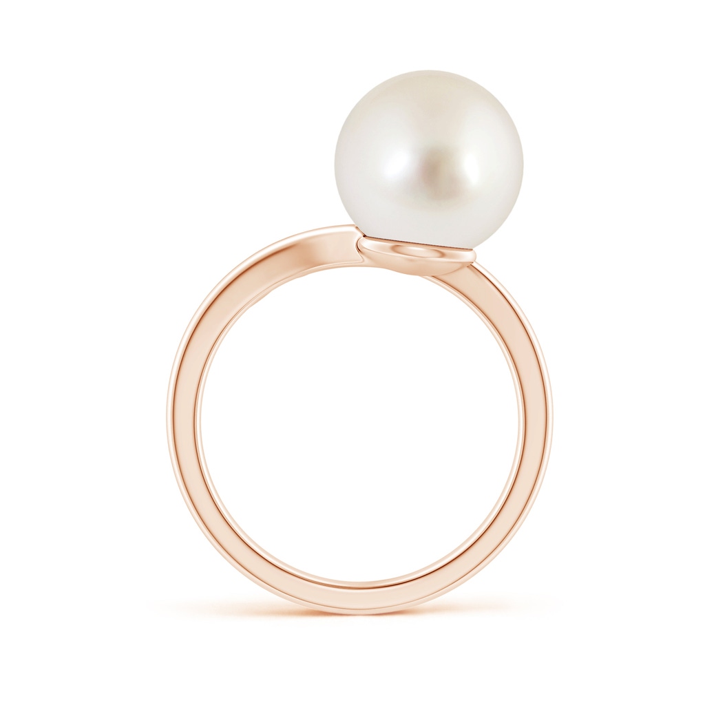 10mm AAAA South Sea Pearl Olive Leaf Wrap Ring in Rose Gold Side 1