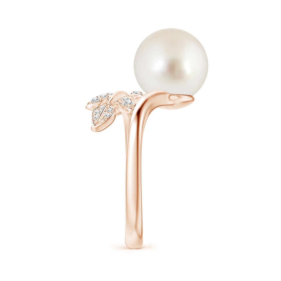 10mm AAAA South Sea Pearl Olive Leaf Wrap Ring in Rose Gold side 2