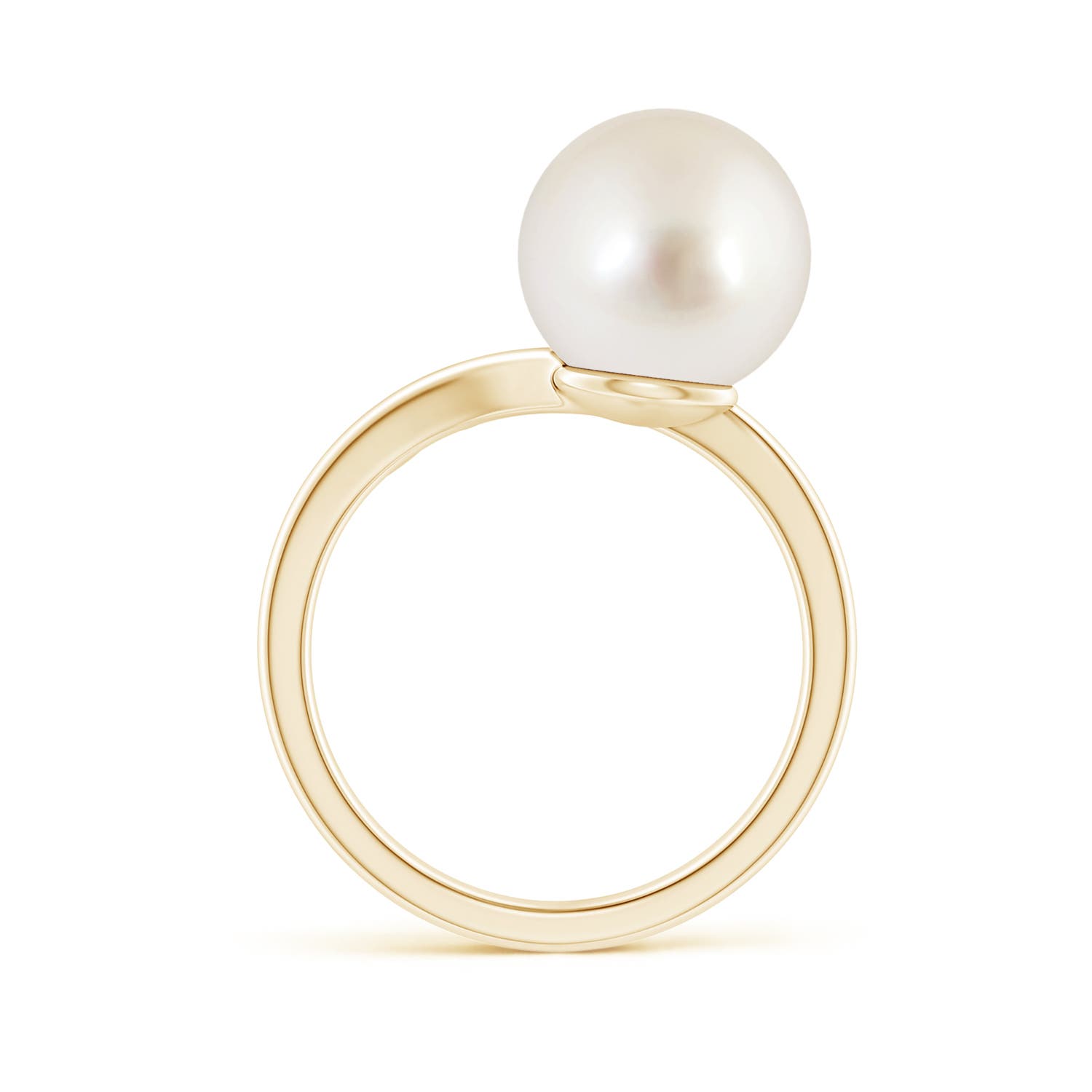 10mm AAAA South Sea Pearl Olive Leaf Wrap Ring in Yellow Gold