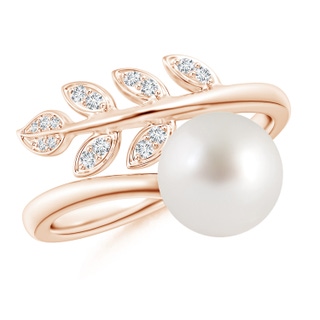 8mm AAA South Sea Pearl Olive Leaf Wrap Ring in Rose Gold