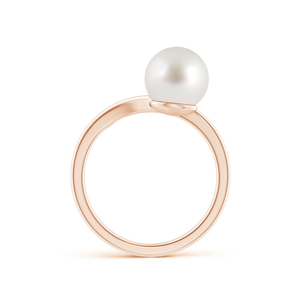 8mm AAA South Sea Pearl Olive Leaf Wrap Ring in Rose Gold side 1