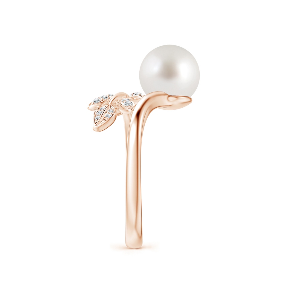 8mm AAA South Sea Pearl Olive Leaf Wrap Ring in Rose Gold side 2
