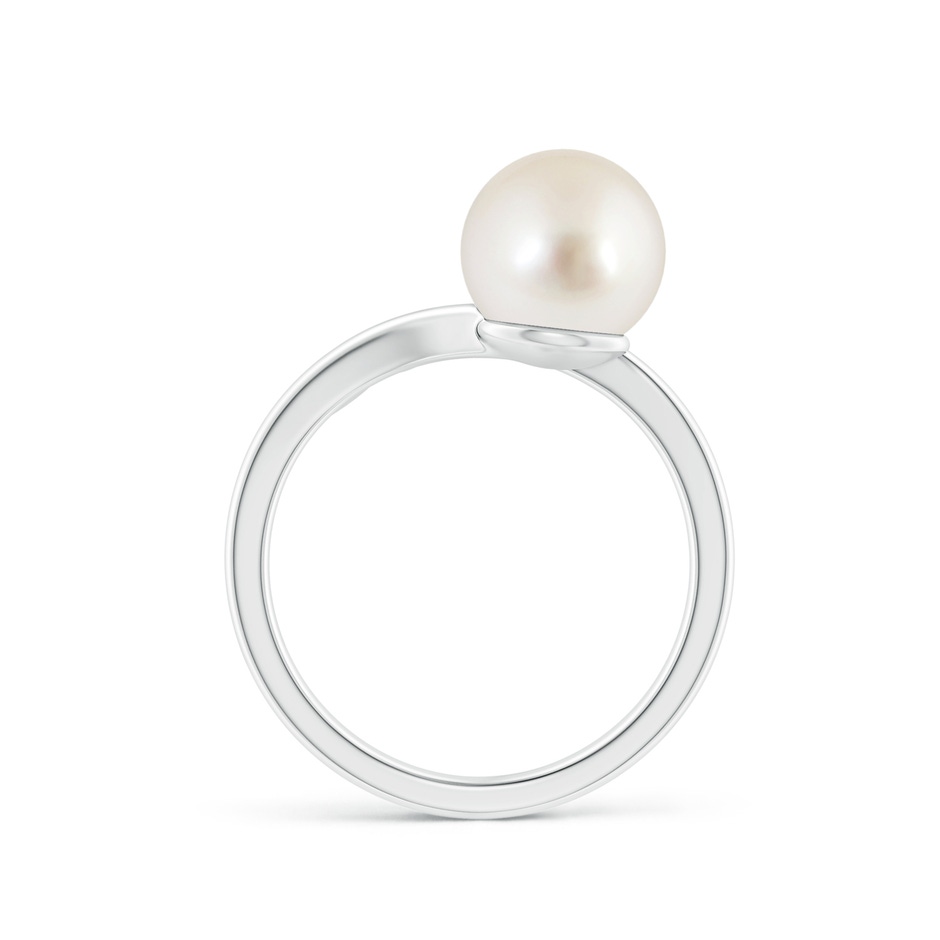 8mm AAAA South Sea Pearl Olive Leaf Wrap Ring in White Gold side 1