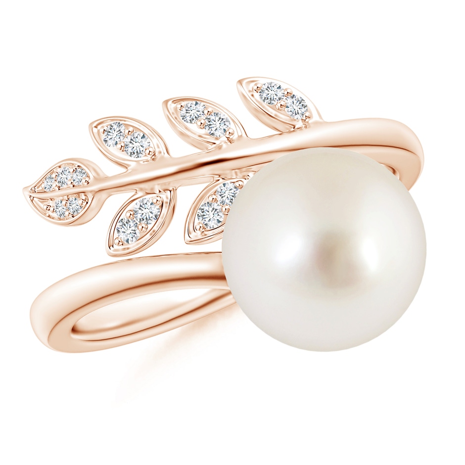 9mm AAAA South Sea Pearl Olive Leaf Wrap Ring in Rose Gold 