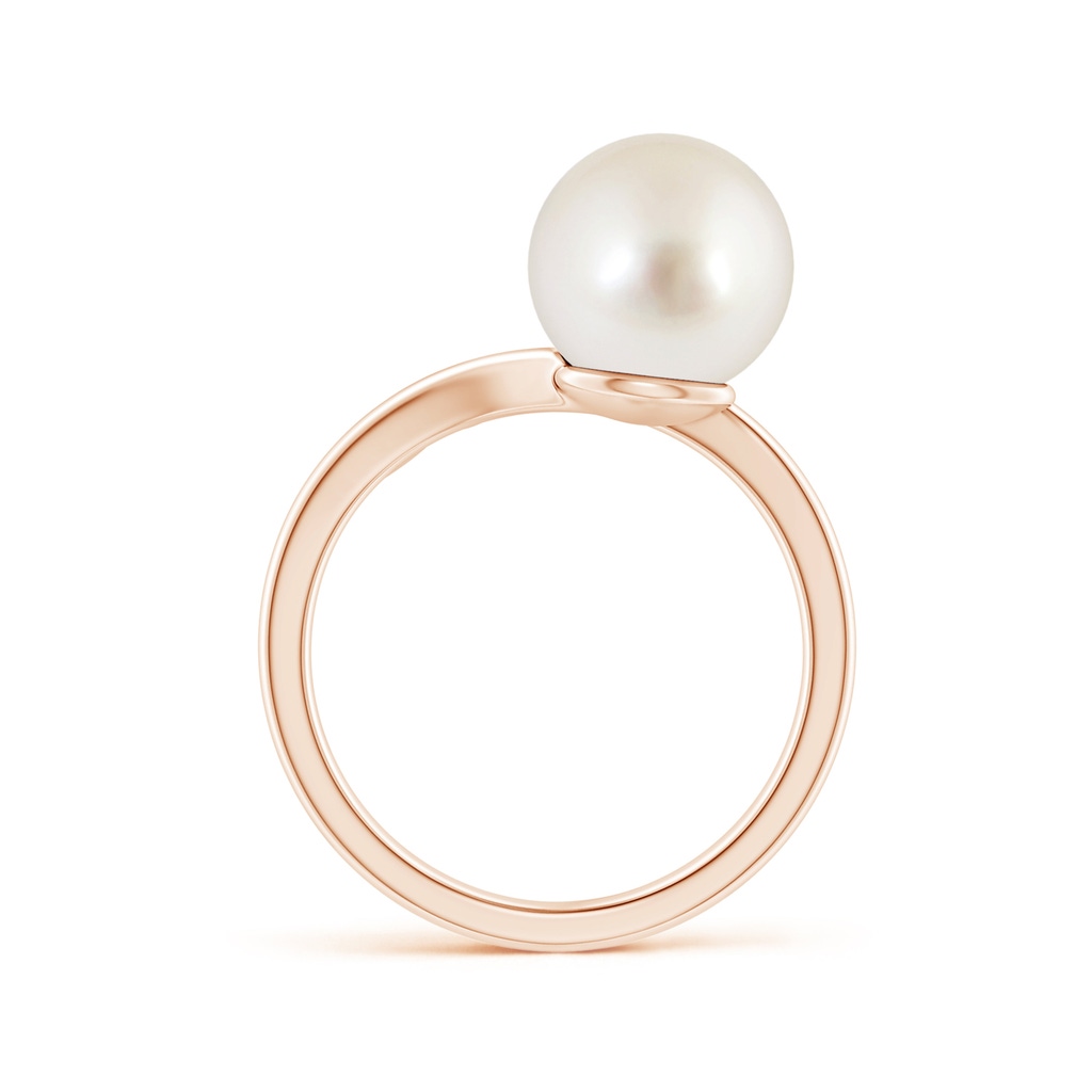 9mm AAAA South Sea Pearl Olive Leaf Wrap Ring in Rose Gold Side 1