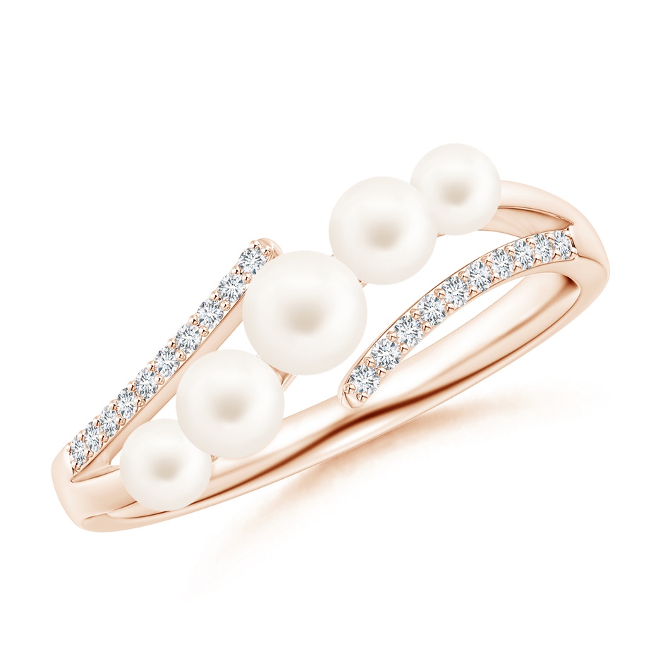 4mm AA Seed Freshwater Pearl Bypass Ring in Rose Gold 