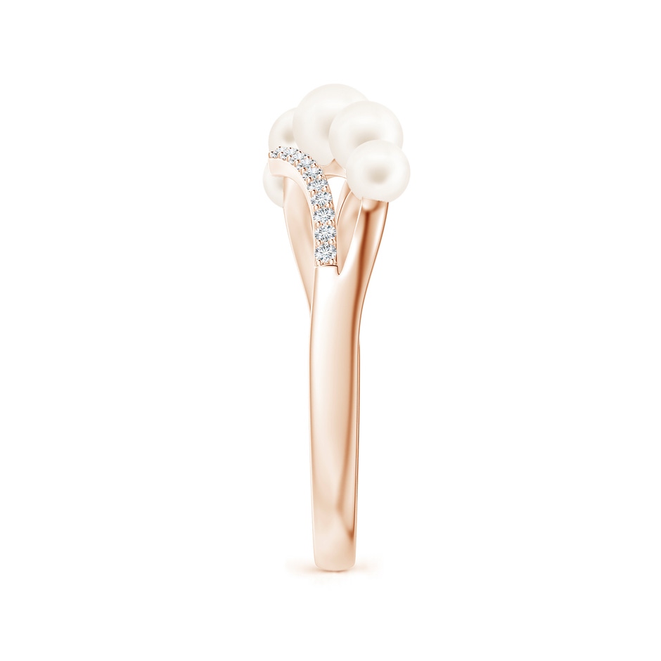 4mm AA Seed Freshwater Pearl Bypass Ring in Rose Gold side 2