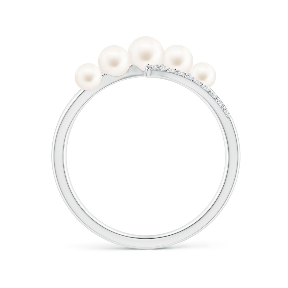 4mm AA Seed Freshwater Pearl Bypass Ring in White Gold side 1