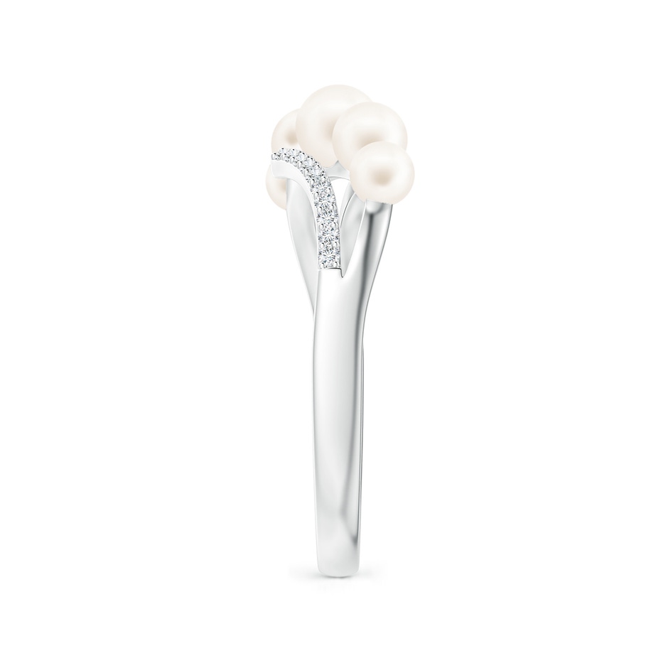 4mm AA Seed Freshwater Pearl Bypass Ring in White Gold side 2