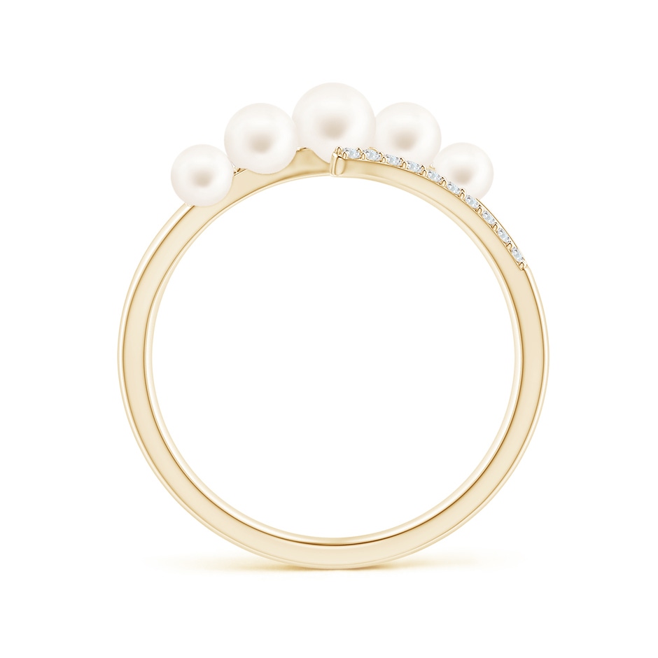 4mm AA Seed Freshwater Pearl Bypass Ring in Yellow Gold side 1