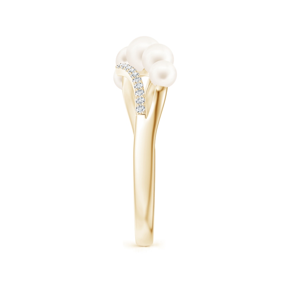 4mm AA Seed Freshwater Pearl Bypass Ring in Yellow Gold side 2