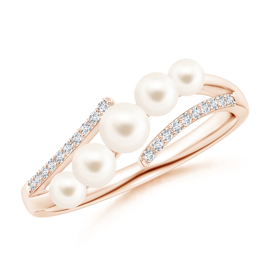 4mm AAA Seed Freshwater Pearl Bypass Ring in Rose Gold 