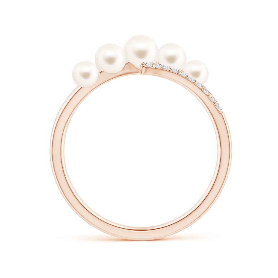 4mm AAA Seed Freshwater Pearl Bypass Ring in Rose Gold side 1