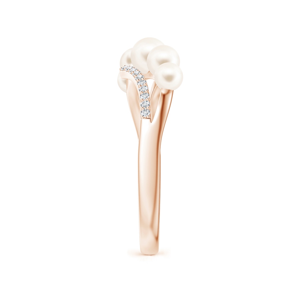 4mm AAA Seed Freshwater Pearl Bypass Ring in Rose Gold side 2