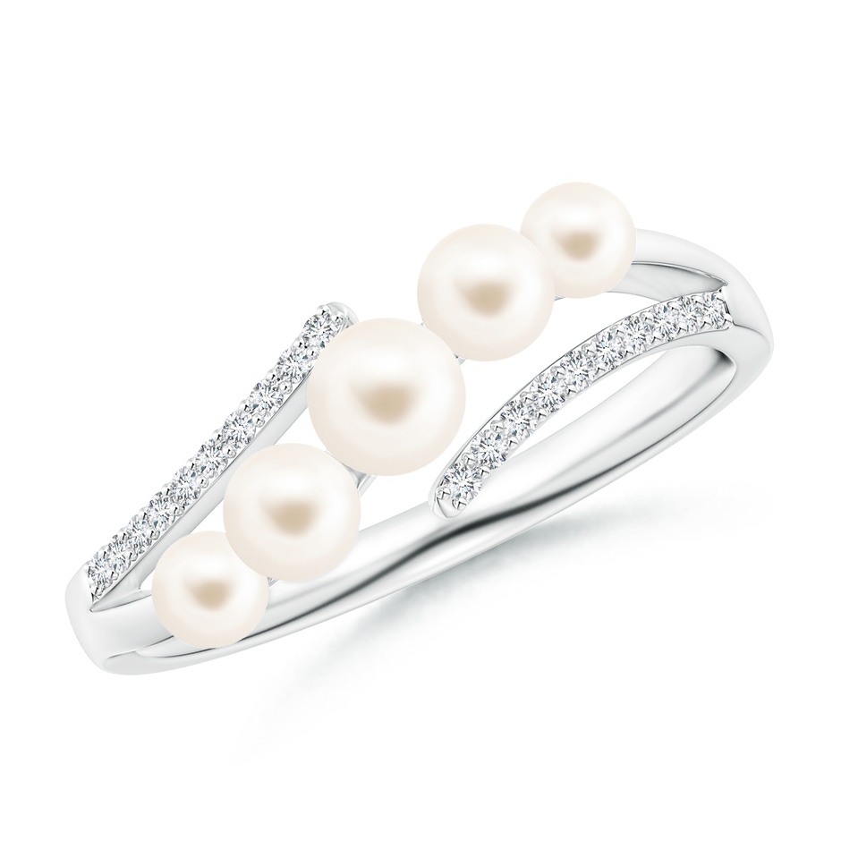 4mm AAA Seed Freshwater Pearl Bypass Ring in White Gold 
