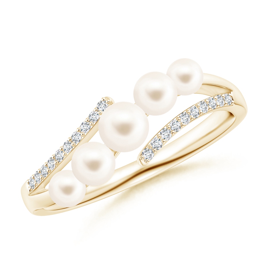 4mm AAA Seed Freshwater Pearl Bypass Ring in Yellow Gold 