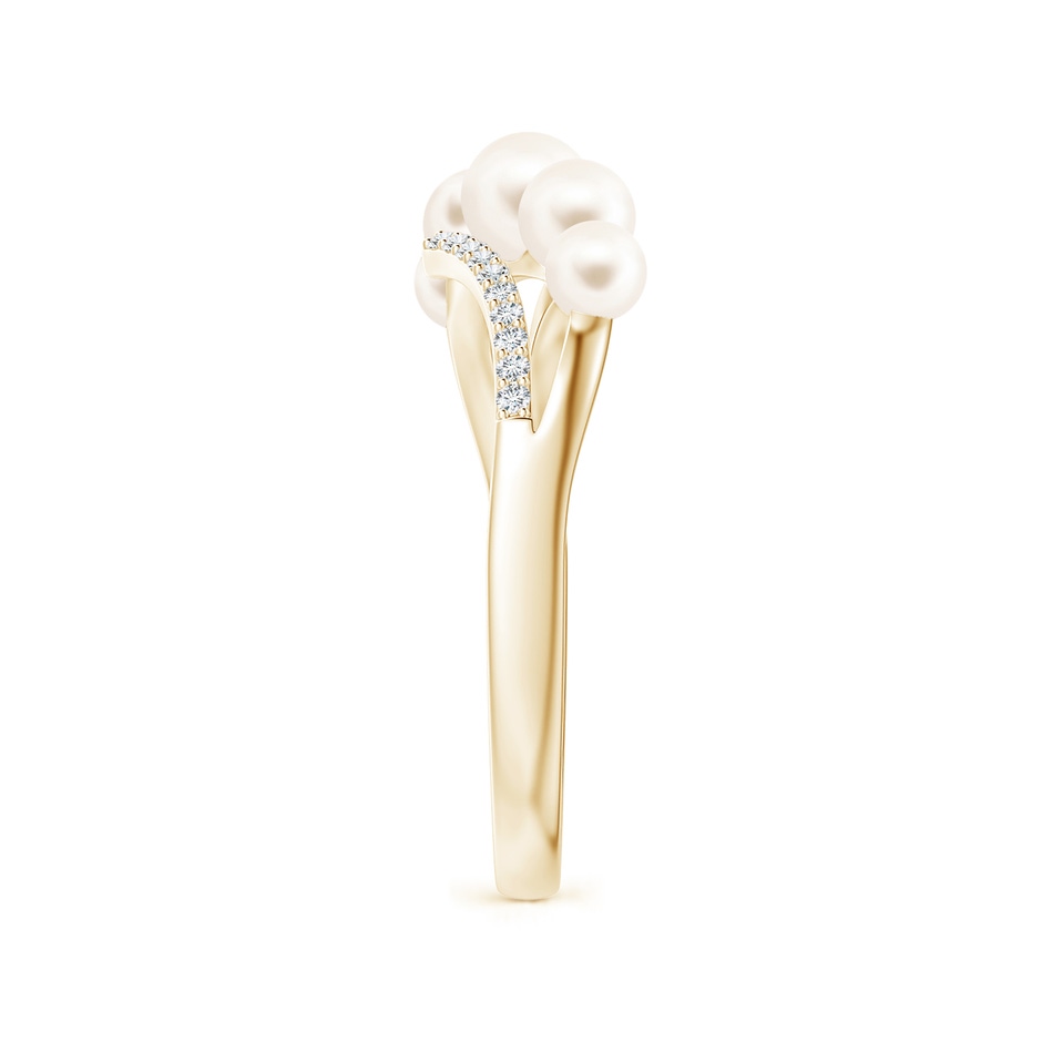 4mm AAA Seed Freshwater Pearl Bypass Ring in Yellow Gold side 2