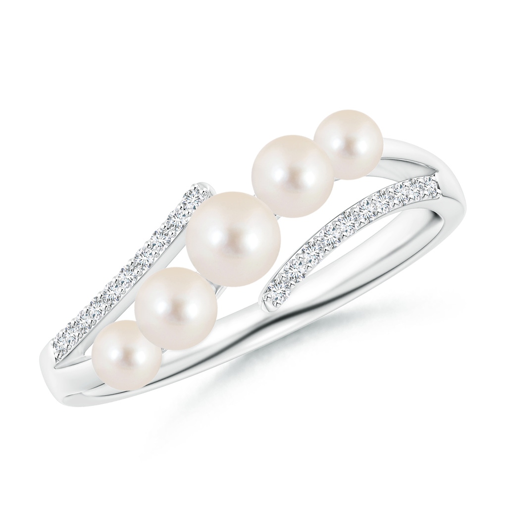 4mm AAAA Seed Freshwater Pearl Bypass Ring in White Gold