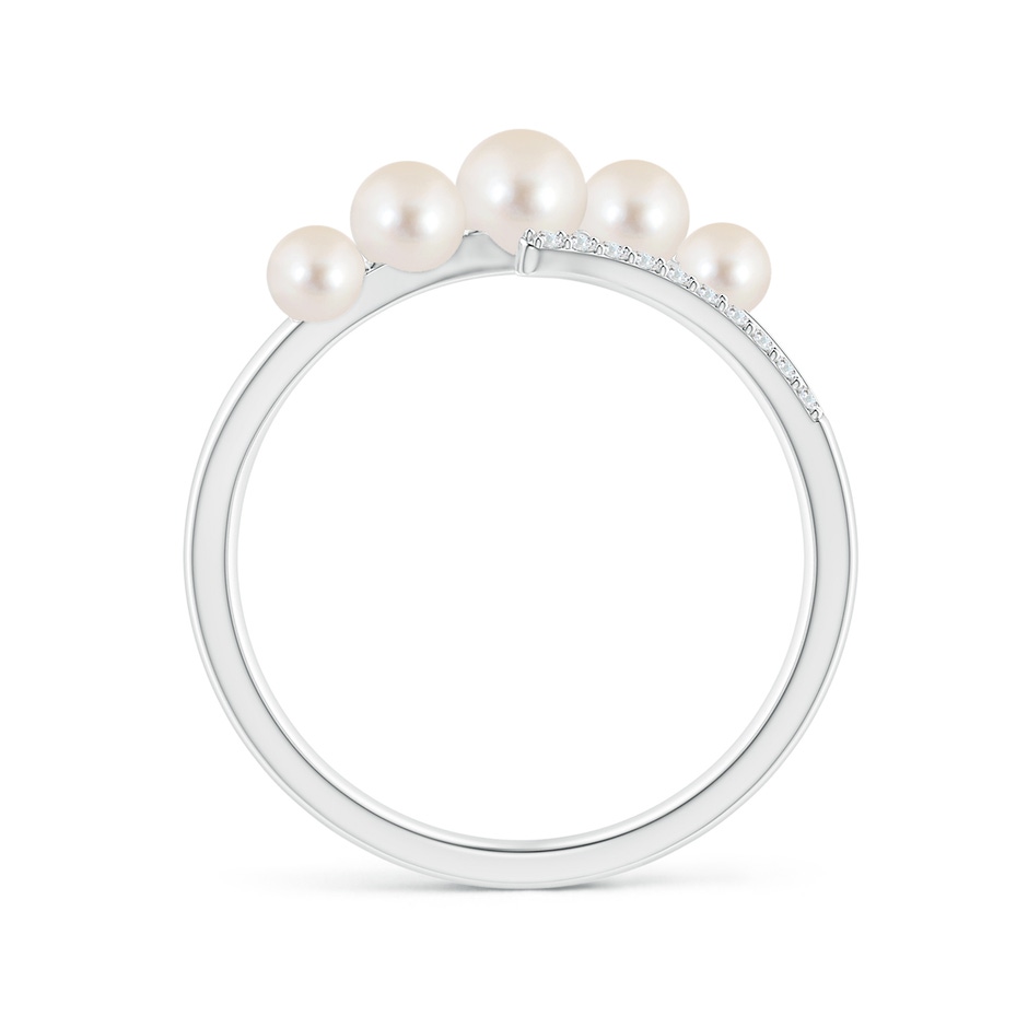 4mm AAAA Seed Freshwater Pearl Bypass Ring in White Gold side 1