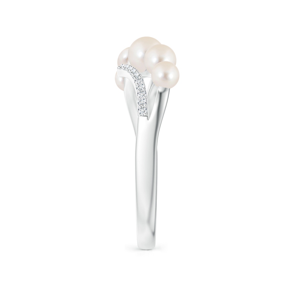 4mm AAAA Seed Freshwater Pearl Bypass Ring in White Gold side 2