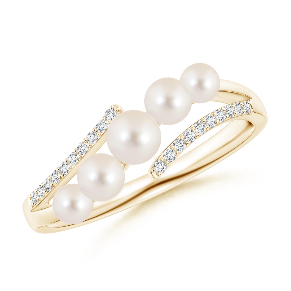 4mm AAAA Seed Freshwater Pearl Bypass Ring in Yellow Gold 