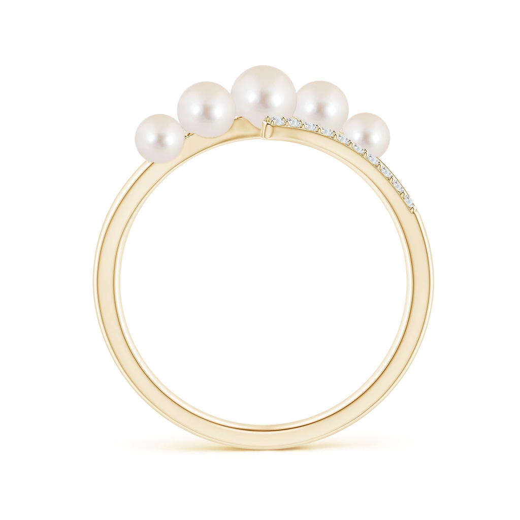 4mm AAAA Seed Freshwater Pearl Bypass Ring in Yellow Gold Side 1